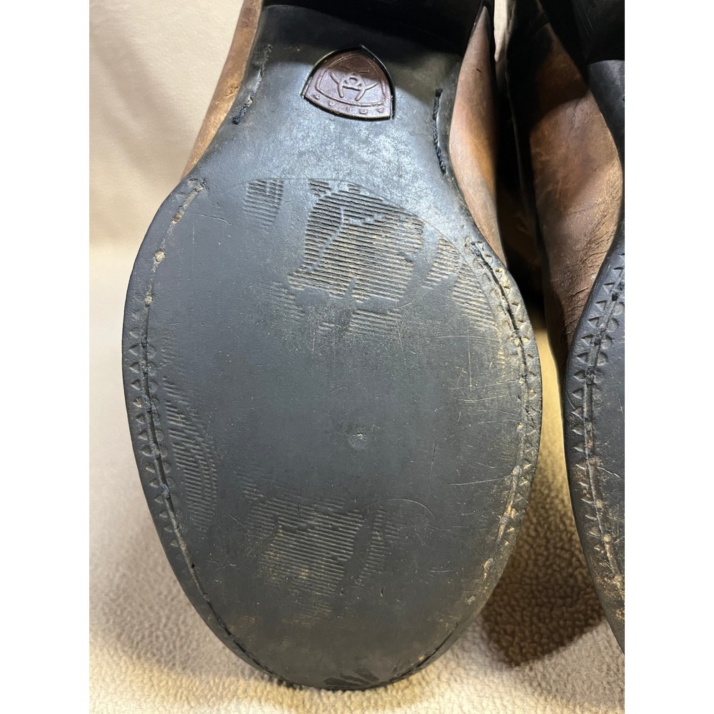 Ariat Heritage Brown Leather Western Cowboy Boots Mens Round‎ Toe - Picture 11 of 16